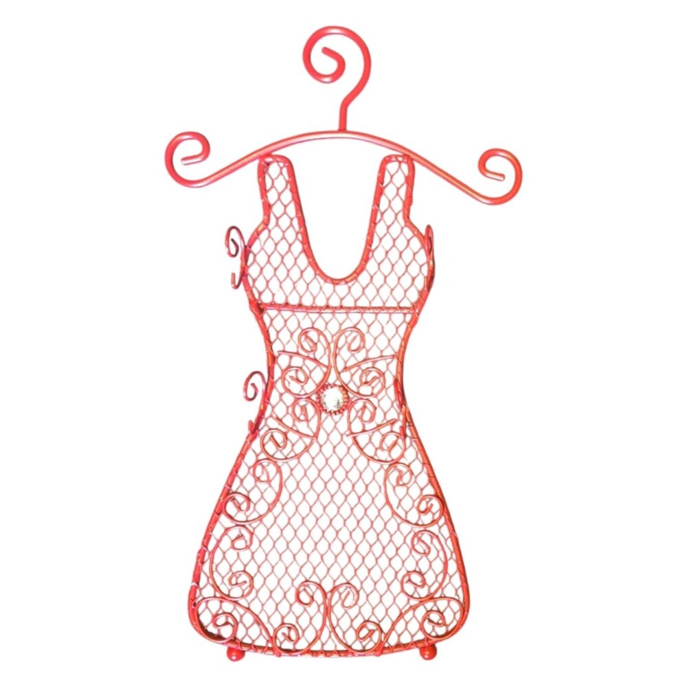 Red Decorative Dress Shaped Jewelry Stand